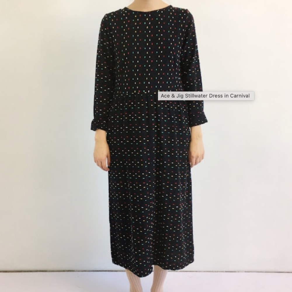 Ace & Jig Midi Dot Dress Black with colorful dots, size small